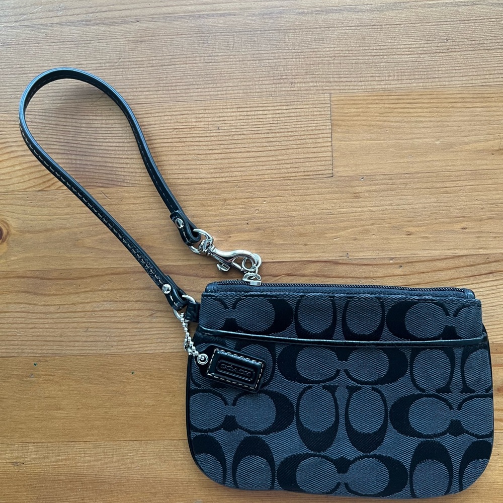 Coach Black Signature Wristlet